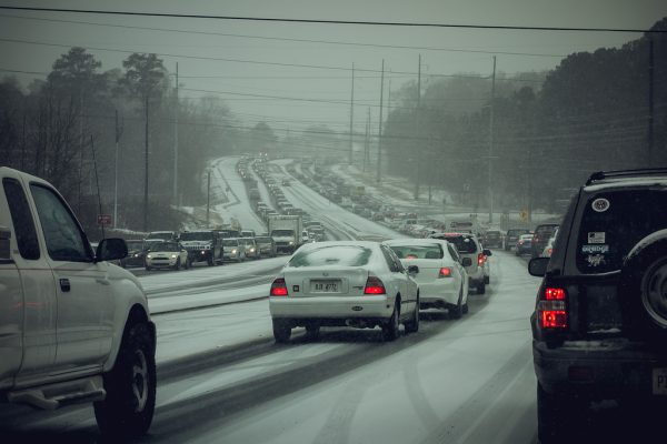 Waiting for the zombies: Traffic on "Snowpocalypse" Day, January 28, 2014, Atlanta. (Photo Credit William Brawley under a Creative Commons Attribution 2.0 Generic License)