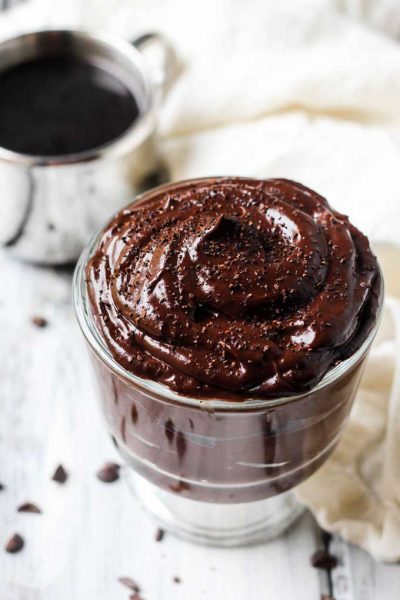Clean eating coffee dessert - Mocha Avocado Chocolate Pudding by Emilie Eats