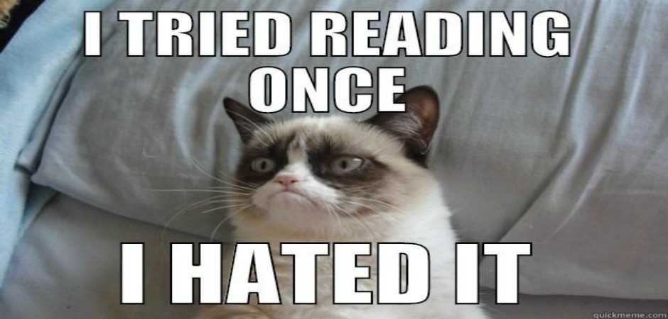 Grumpy Cat hates reading