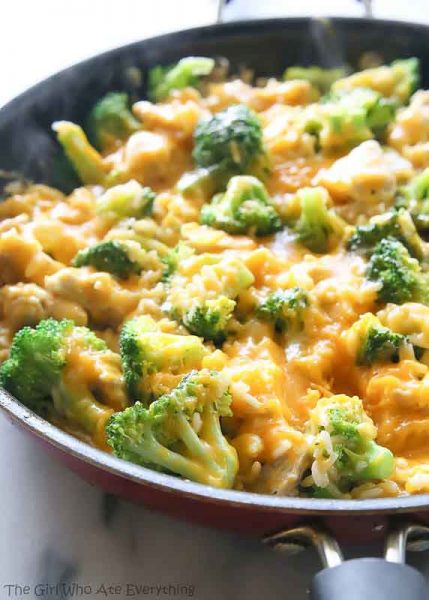 One Pan Cheesy Chicken Broccoli & Rice by The Girl Who Ate Everything